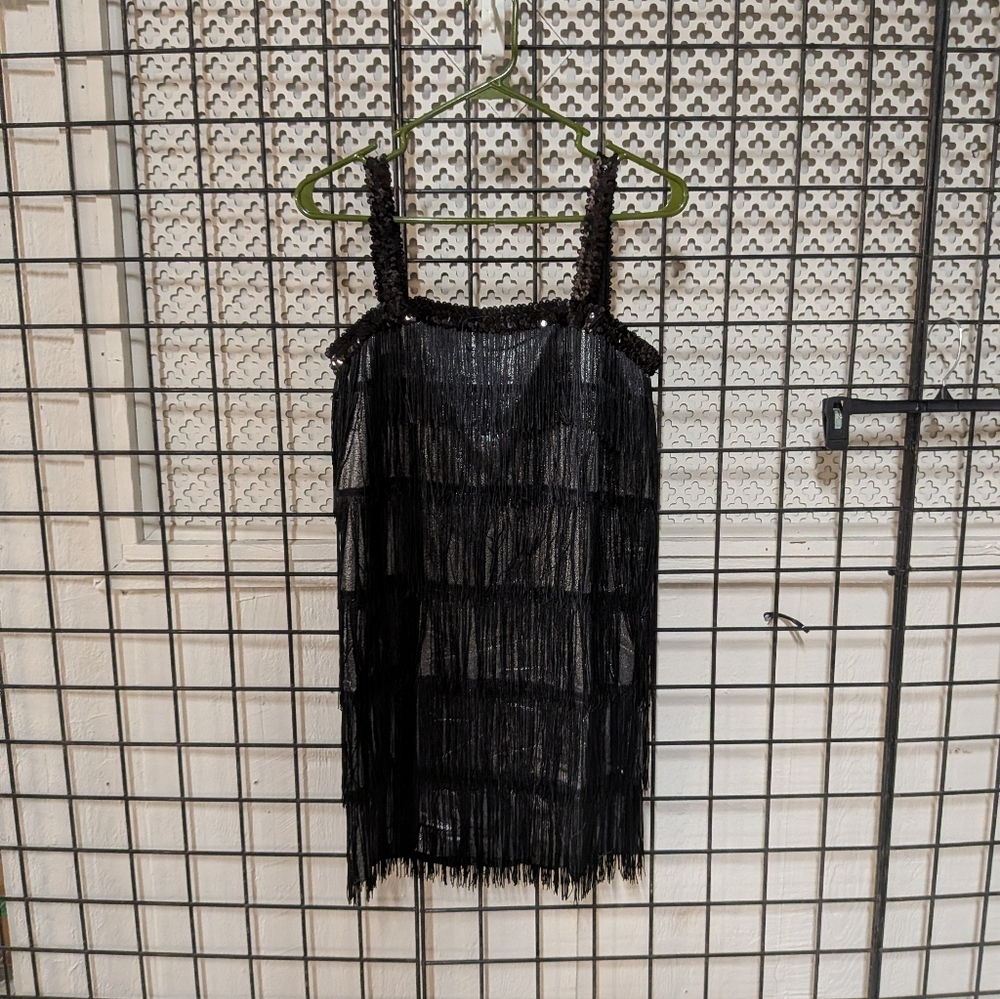 New Women's Silver And Black Flapper Dress